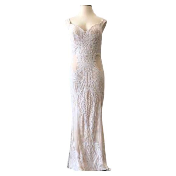 Style Plus Boutique Size 3X White Beaded Evening Long Dress - Picture 1 of 2